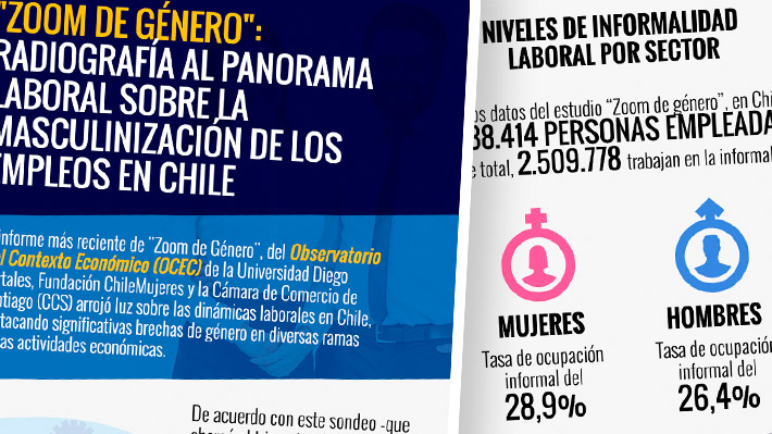 Infografía: Informe "Zoom de Género"  revela cuáles son los sectores más masculinizados en Chile