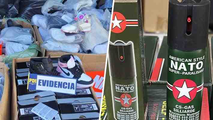 PDI y Carabineros realizan decomisos en la RM: Ropa de marcas falsificadas, electroshock y lentes de contacto