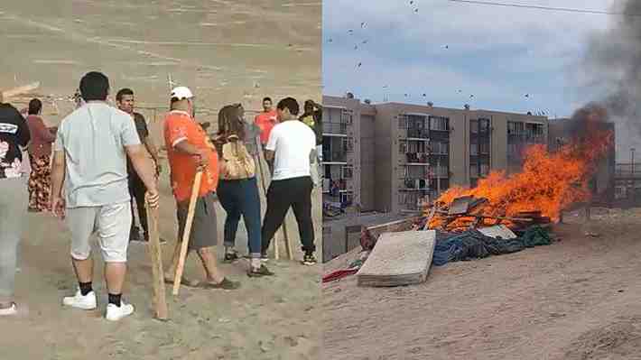 Video: Vecinos de Antofagasta evitaron con palos y piedras que grupo de personas se tomara un terreno en el cerro