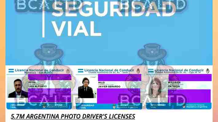Hackers roban base de datos de licencias de conducir en Argentina: Exhibieron las de Milei y Bullrich como prueba