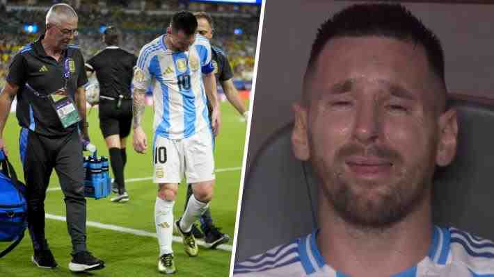 Lionel Messi sufrió una lesión y tuvo que salir de la final de la Copa América: Mira su llanto y la impactante imagen de su tobillo
