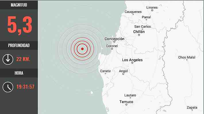 Sismo de mediana intensidad se percibe entre el Ñuble y el Biobío: Magnitud fue de 5,3