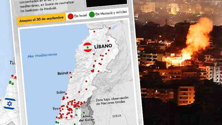 El mapa de los bombardeos en Líbano e Israel: Cómo se ha intensificado la ofensiva que busca neutralizar a Hezbollah