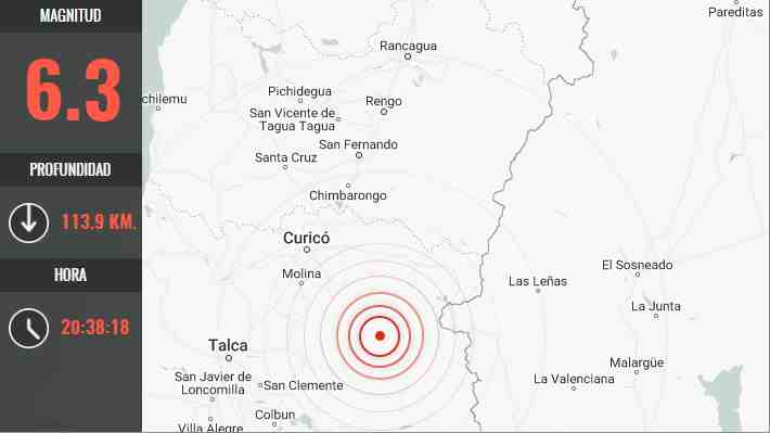 Fuerte sismo se reporta en la zona central del país: Magnitud fue de 6.3