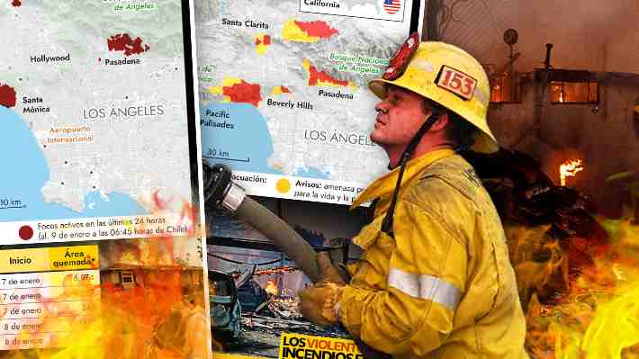 El mapa de los incendios en Los Ángeles y las zonas de evacuaciones que incluso han afectado a figuras de Hollywood
