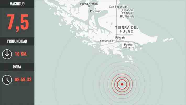 Fuerte sismo de magnitud 7.5 en Magallanes: Senapred pide evacuar borde costero del territorio Antártico