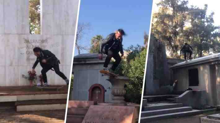 Video: Sujetos profanaron tumbas del Cementerio General y patinaron sobre mausoleo de expresidente Allende