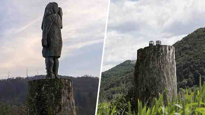 Fue cortada por encima de los tobillos: Roban en Eslovenia estatua de bronce en tamaño real de Melania Trump
