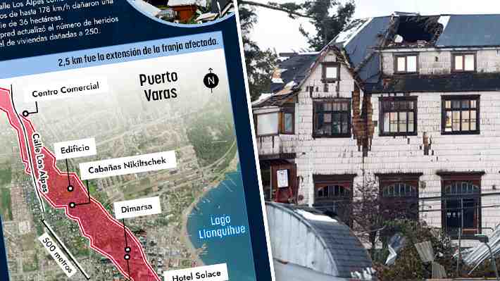 Cómo fue el recorrido del tornado que afectó a Puerto Varas: En seis minutos afectó una extensión de 2,5 km