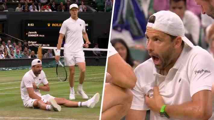 Dimitrov estaba dos sets arriba, pero se tuvo que retirar ante Sinner en Wimbledon