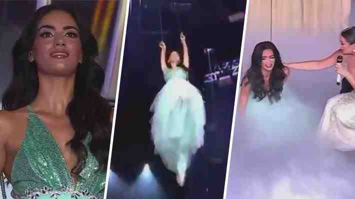 Video | Participante de concurso de belleza sufre peligroso accidente en vivo: Cayó desde unos tres metros de altura