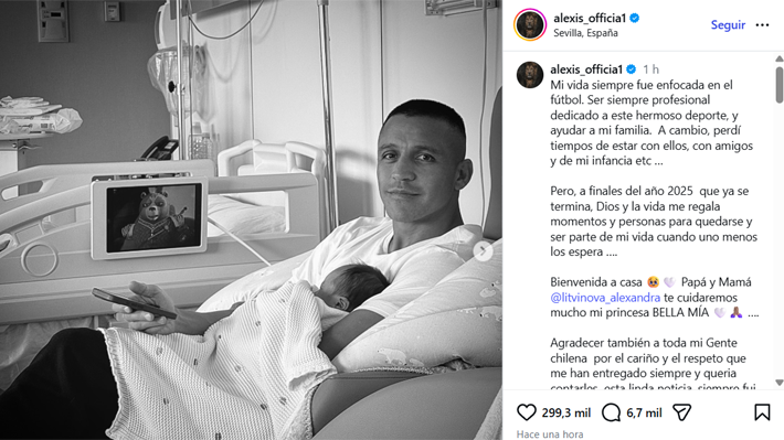 "Te cuidaremos mucho mi princesa": Alexis Sánchez comparte emotivas imágenes de su hija recién nacida