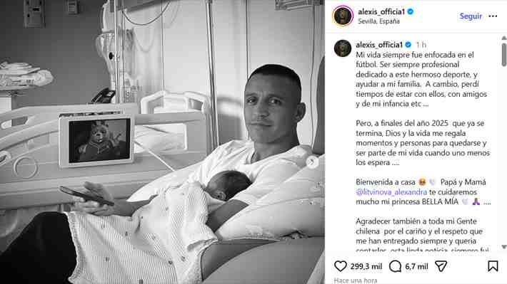 "Te cuidaremos mucho mi princesa": Alexis Sánchez comparte emotivas imágenes de su hija recién nacida