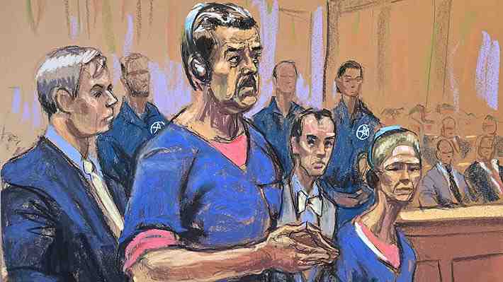 De azul y con audífonos: El dibujo de Nicolás Maduro y su esposa en el Tribunal de Nueva York