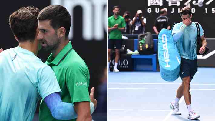 Drama en Australia: Musetti estaba dos sets arriba, pero se retira por lesión y Djokovic avanza a semis... Mira las imágenes