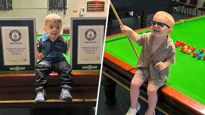 Una habilidad "natural": Niño de dos años hace historia al batir dos récords Guinness de billar