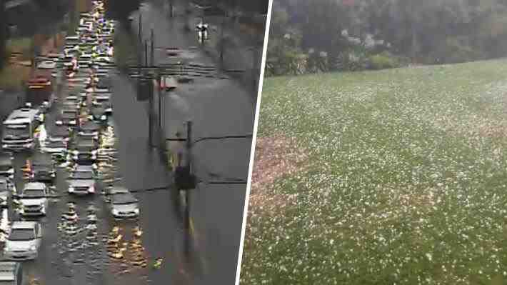 Videos: Las inundaciones por las fuertes lluvias y granizos de este sábado en Santiago