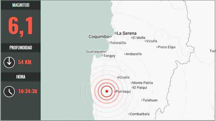 Sismo de magnitud 6,1 en Coquimbo: Se percibió entre Atacama y O'Higgins