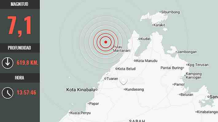 Reportan terremoto de magnitud 7,1 en costa de Malasia: SHOA asegura que no reúne condiciones para un tsunami en Chile