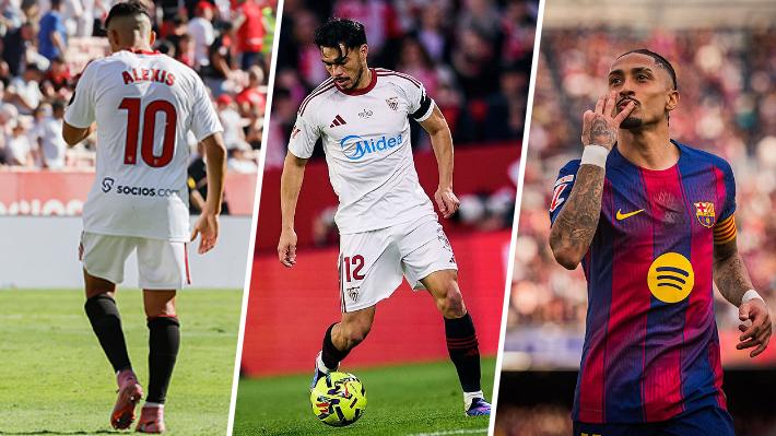 Dura derrota para el Sevilla: Con Alexis y Suazo desde el arranque, cayó goleado ante Barcelona y sigue cerca de la zona de descenso