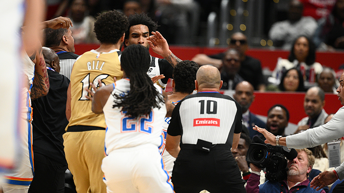 Cuatro expulsados y un camarógrafo agredido: Revisa la tremenda pelea en el partido entre Oklahoma City y Washington en la NBA