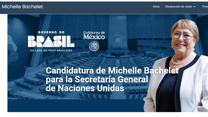 ExPresidenta Bachelet lanza página Web con programa de su candidatura a la Secretaría General de la ONU