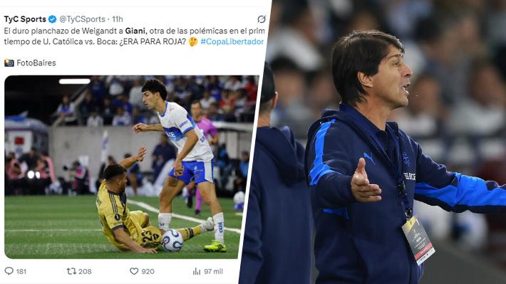 La jugada que indigna a Católica ante Boca y los cuestionamientos a Garnero tras derrota en la Libertadores