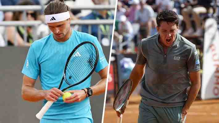 Golpe en Roma: Zverev tuvo cuatro puntos de partido, pero perdió con un 6-0 incluido ante Darderi