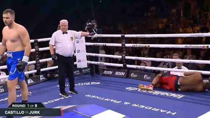 ¿Será el más rápido de la historia? Mira el impresionante KO que sufrió el boxeador colombiano Edwin Castillo frente a Viktor Jurk