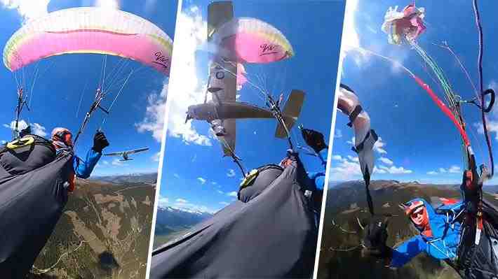 Video | El impactante momento en que una avioneta choca contra una parapentista en el aire en Austria: Nadie salió herido