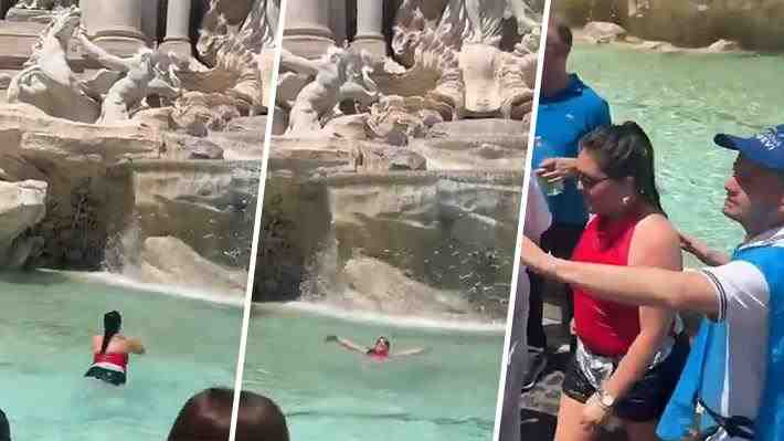 Video | Turista se lanza a la Fontana di Trevi para refrescarse en medio de ola de calor en Roma
