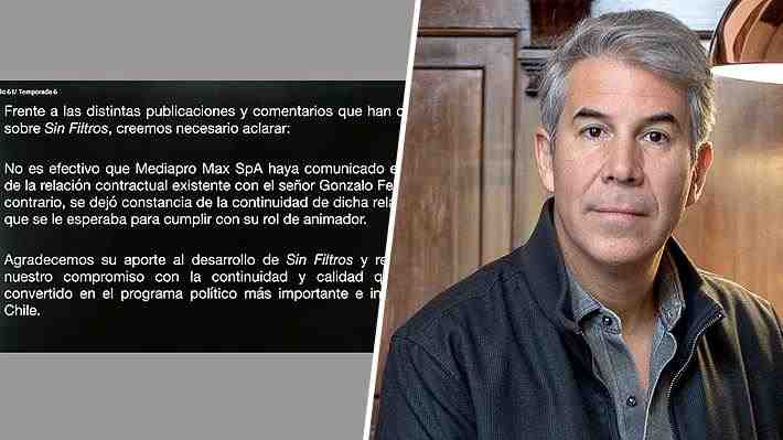 "Se le esperaba para cumplir con su rol de animador": "Sin Filtros" entrega su versión sobre salida de Gonzalo Feito