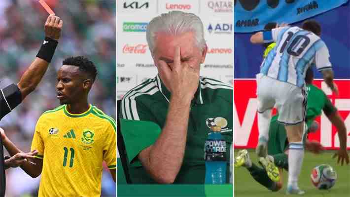 Siguen los coletazos por la patada de Messi: Hugo Broos, DT de Sudáfrica explota y compara tras severo castigo a un jugador suyo en el Mundial