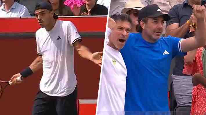 El momento de furia del argentino Cerúndolo con Nicolás Massú durante su triunfo que lo metió en la final del ATP 500 de Queen's