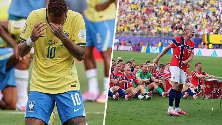 Videos: La enorme tristeza de Neymar tras eliminación de Brasil y la notable celebración de Haaland liderando el "remo vikingo"