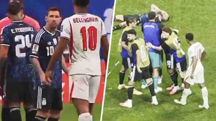 Revisa el acalorado cruce entre Bellingham y Messi y el palmetazo en la cabeza que le dio el inglés a Barco tras caer en semis del Mundial