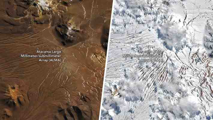Desierto de Atacama cubierto de blanco: Imágenes de la NASA captan impacto de nevadas en el norte
