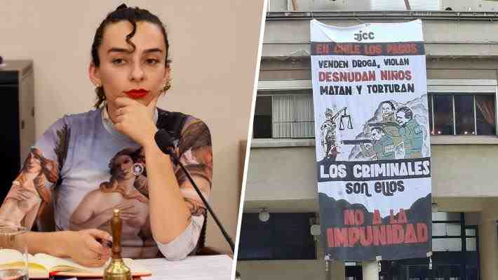 "Venden droga, violan, matan y torturan": Lienzo de las JJ.CC. contra Carabineros en la U. de Chile genera repudio en la derecha