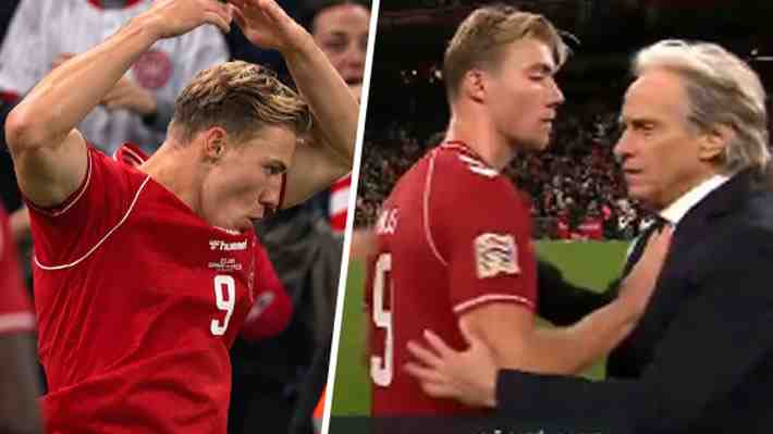 Imitó su festejo y luego "empujó" al DT de Portugal: Delantero de Dinamarca respalda con todo a Cristiano