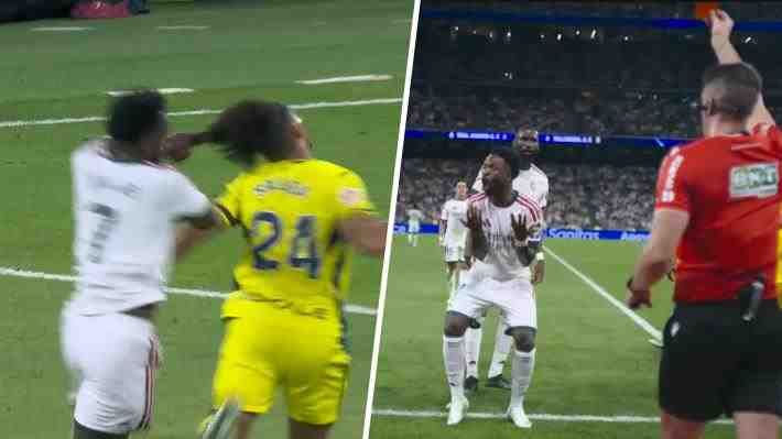La increíble expulsión de Vinicius Jr. en triunfo del Real Madrid ante Villarreal en la Liga española