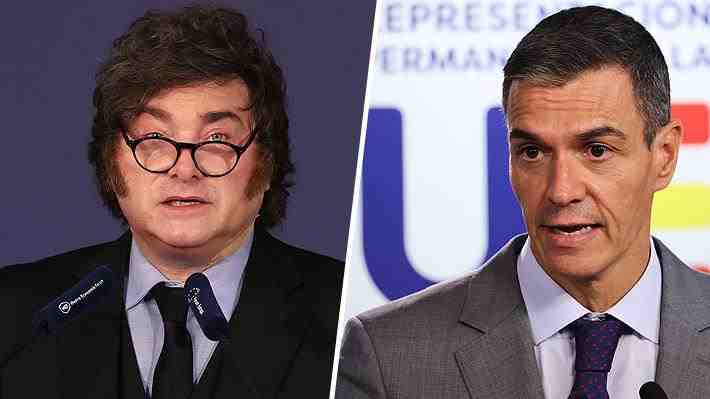 Milei llama "dictador" a Pedro Sánchez en Madrid: Mandatario español responde con canción
