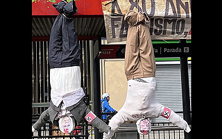 Repudio por muñecos de Kast y Kaiser colgados de cabeza en manifestación por el 1 de mayo: Se apunta al PC