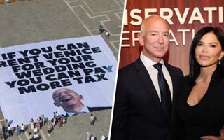 Sube tensión por boda de Jeff Bezos: Activistas exigen que pague más impuestos por celebración
