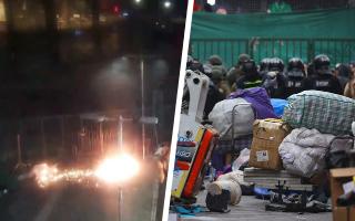 Video: Lanzan bombas molotov a inspectores de Santiago tras desalojos en barrio Meiggs