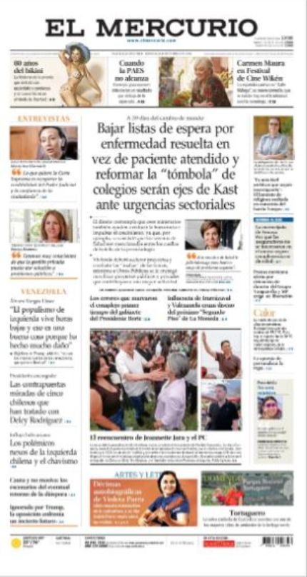 Portada de El Mercurio