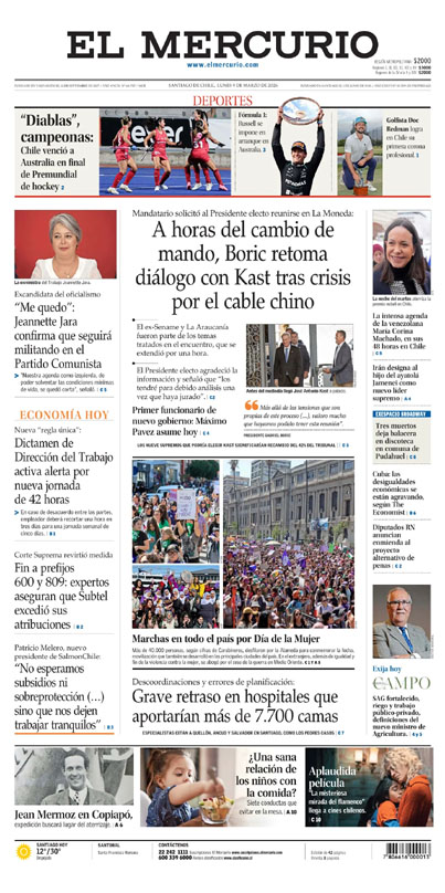 Portada de El Mercurio