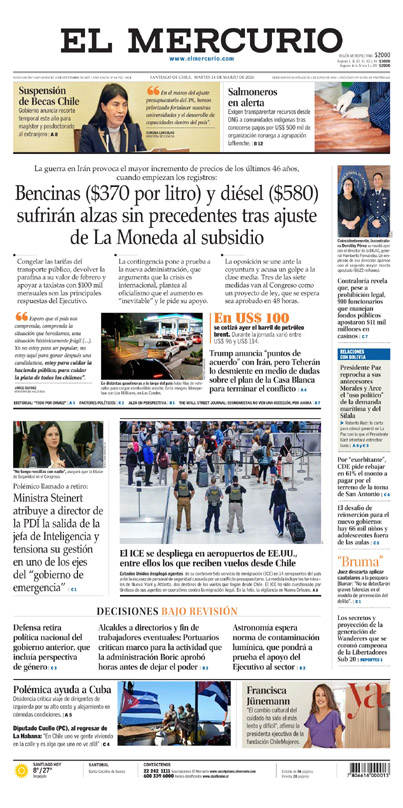 Portada de El Mercurio