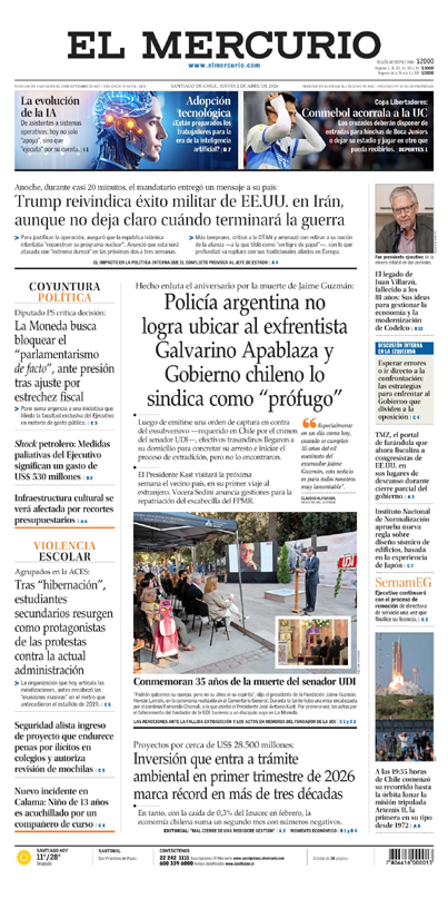Portada de El Mercurio
