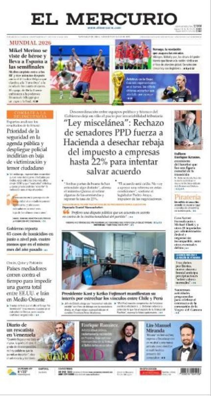 Portada de El Mercurio