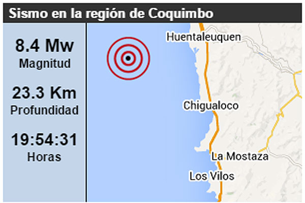 Terremoto sacude al centro del país y decretan alerta de tsunami en todo el borde costero